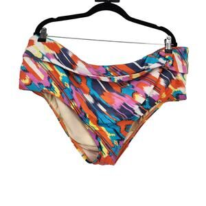 Cacique Folded Waist Colorful Full Coverage Swim Bathing Suit Bottoms Size 24